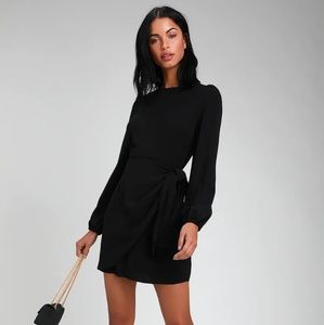 Lulu's Black Knot Tie Front Dress